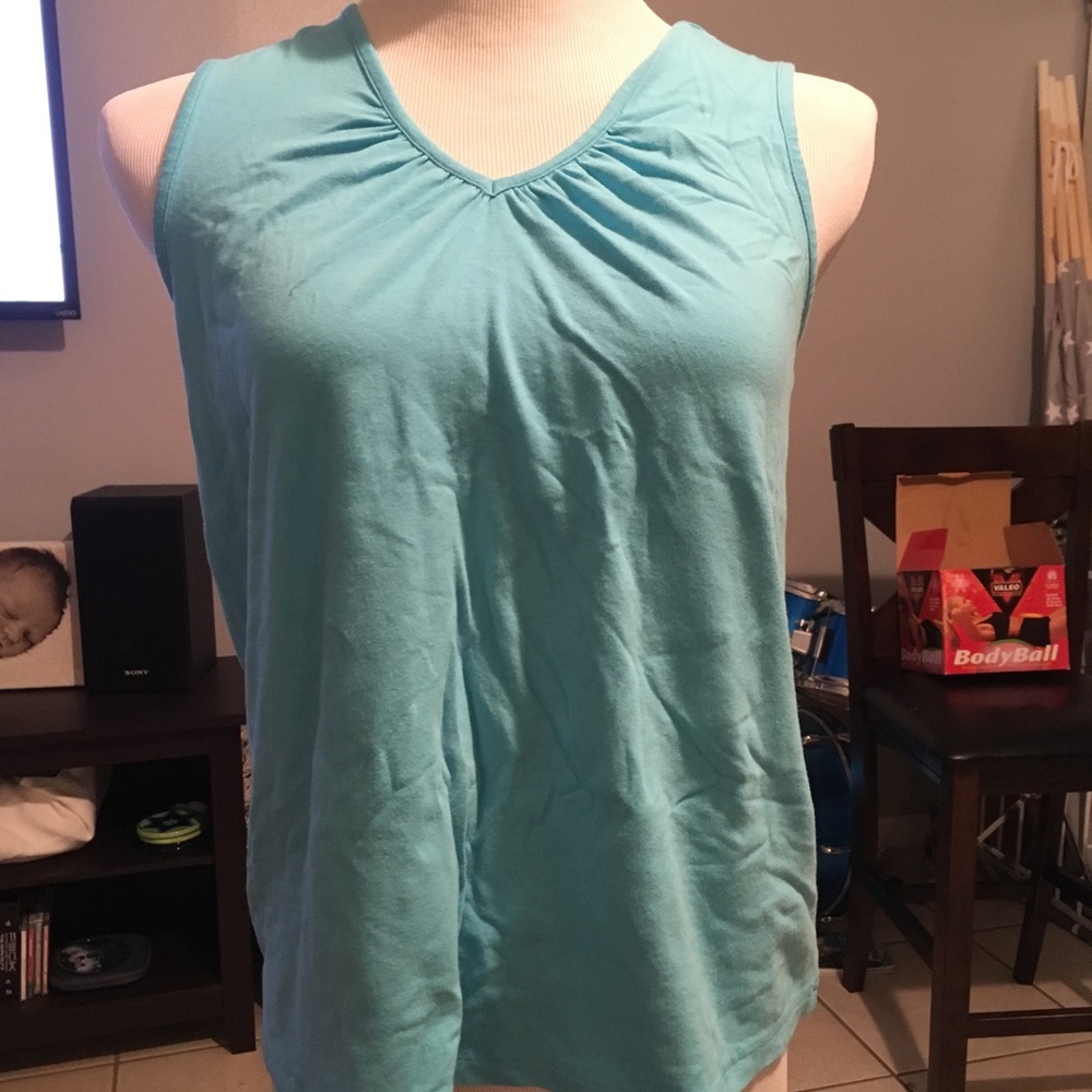 Small Teal Sleeveless Maternity Top